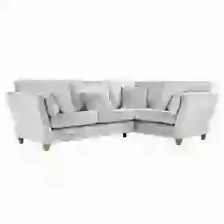 Chenille Velvet Fabric Corner Sofa with Curved Arms and Optional Stud Detailing